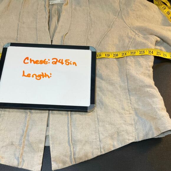 Eileen Fisher Tan Linen Boxy Pleated Front Jacket Size 18W - Picture 8 of 9